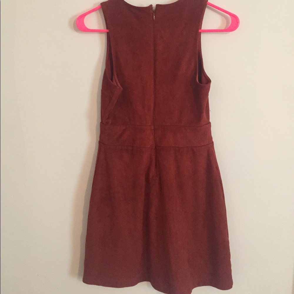 Express Women's Rust Suede Eyelet A-Line Dress - Picture 2 of 3